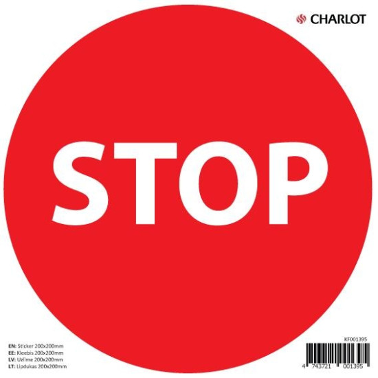 Наклейка Kleebis STOP 200x200мм красный