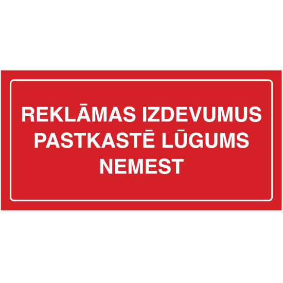 Uzlīme Charlot 50x100mm, Reklāmas izdevumus pastkastē lūgums nemest