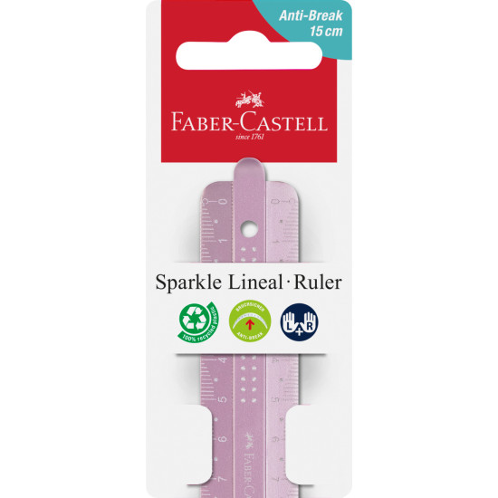 Линейка Faber-Castell Sparkle 15см с защитой от поломок разноцветная