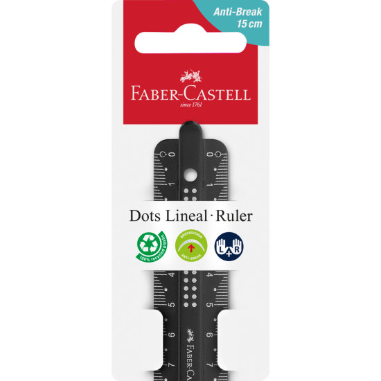 Линейка Faber-Castell Dots 15 см ударопрочная с двойной шкалой