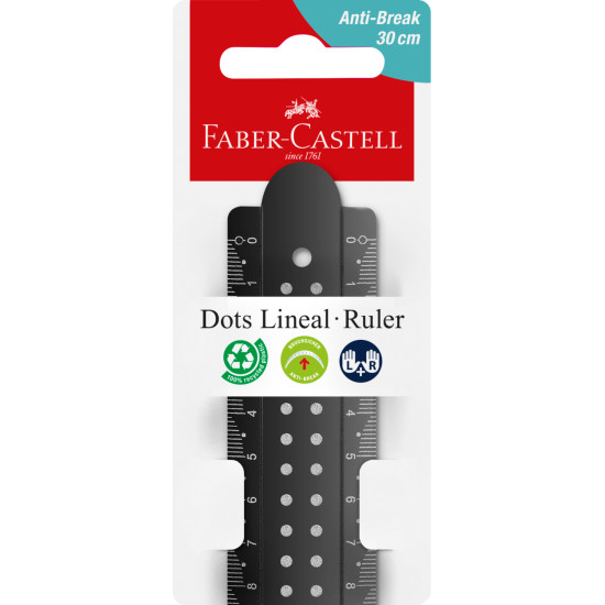 Линейка Faber-Castell Dots 30см ударопрочная с двойной шкалой