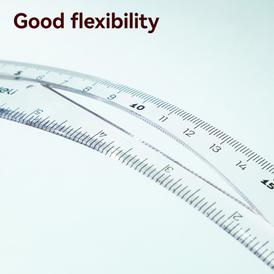 Lineāls Deli Woowe 30cm, caurspīdīgs