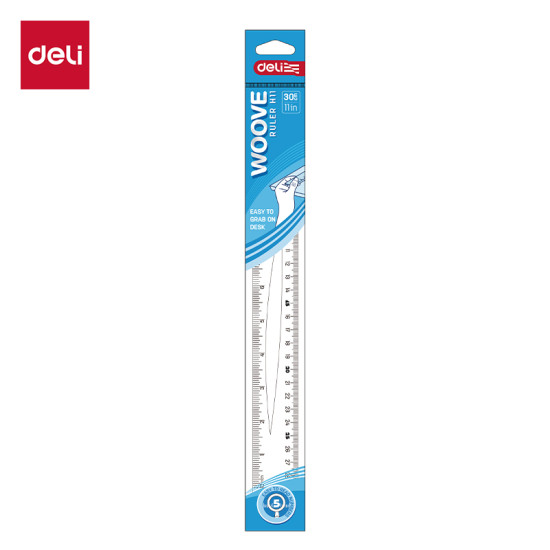 Lineāls Deli Woowe 30cm, caurspīdīgs