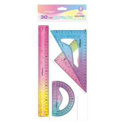 Lineālu komplekts Keyroad Iridescent, 4-daļīgs, krāsains