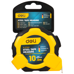 Рулетка DELI 10м 25мм желтая сталь