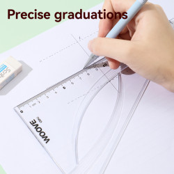 Kolmnurk DELI Woove 60°/18cm, läbipaistev